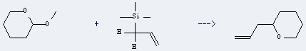 2H-Pyran,tetrahydro-2-methoxy- can be used to produce 2-allyl-tetrahydro-pyran with allyl-trimethyl-silane.